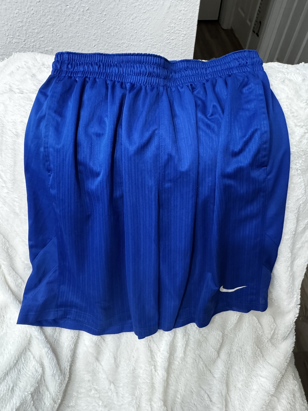 Nike Men's Royal Blue Athletic Shorts with White Swoosh